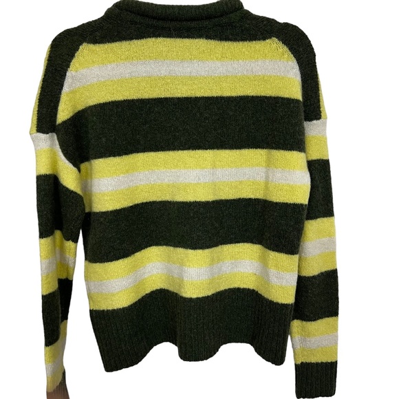 MADEWELL Striped Fulton Pullover Sweater WOOL BLEND. Color: Heather Gras… - Picture 4 of 11